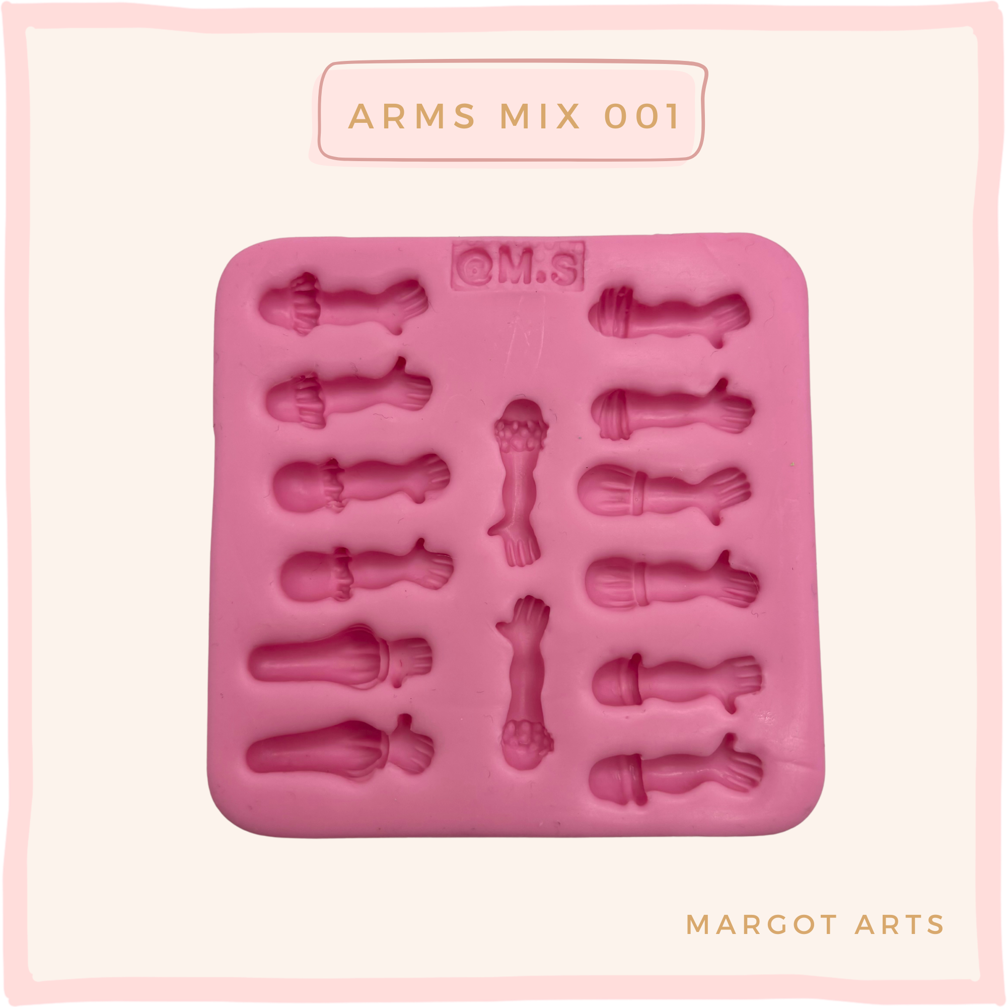 Silicone mold for clay dolls, Arms Mix 001 - Arts and Crafts