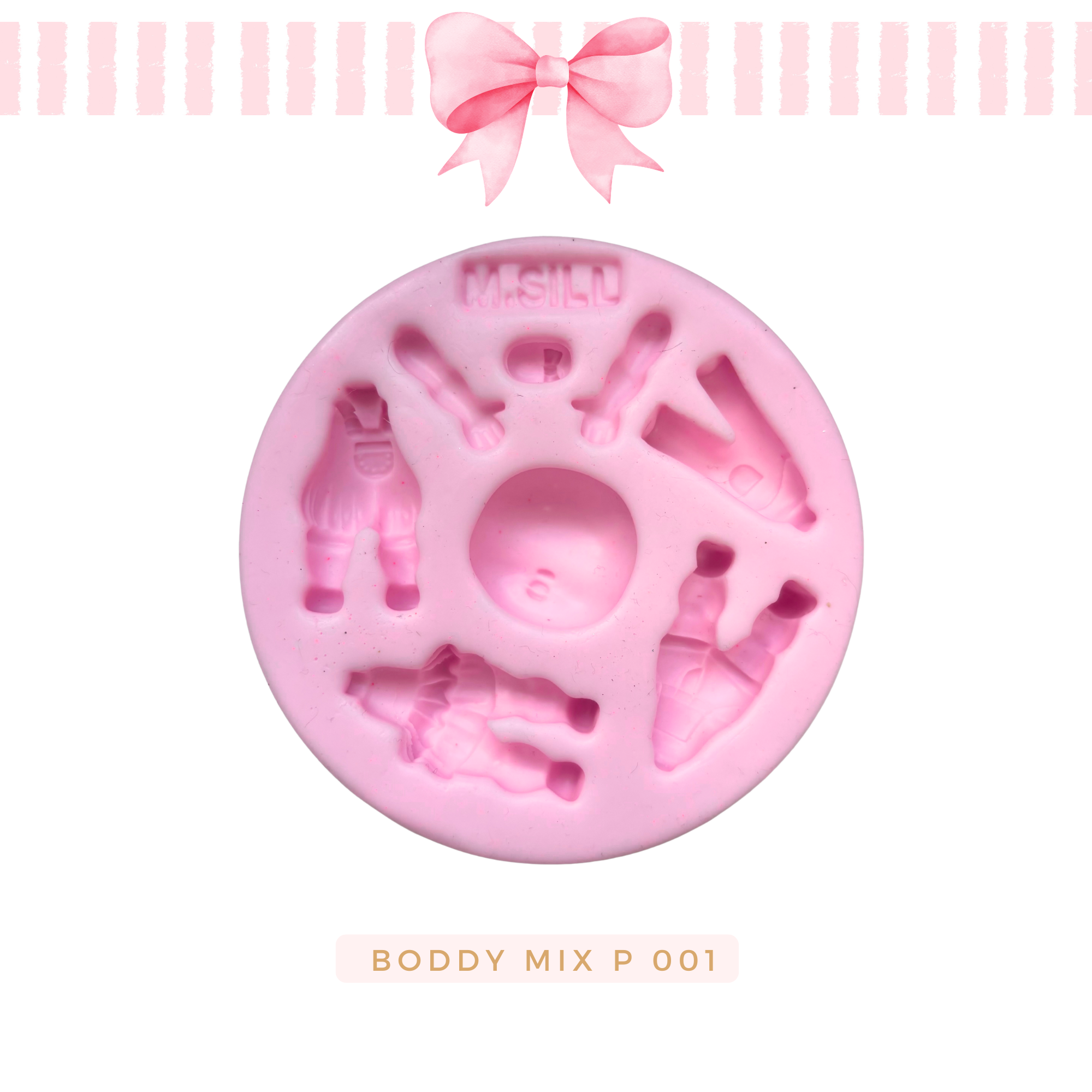 Silicone mold for clay dolls, Boddy Mix P 001 - Arts and Crafts