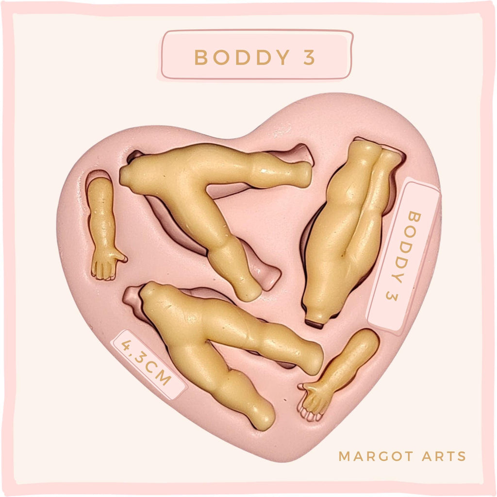 Silicone mold for clay dolls, Boddy 3 - Arts and Crafts