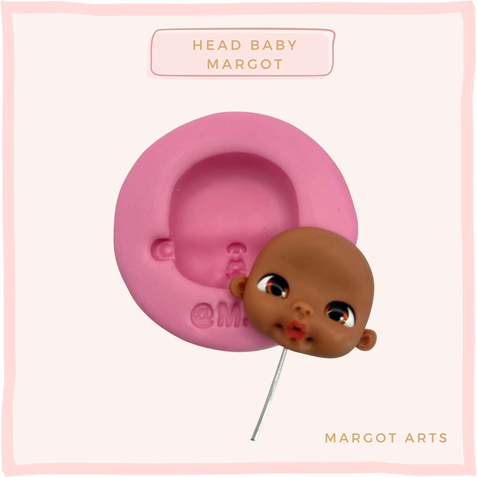 Silicone mold for clay dolls, Head Baby Margot - Arts and Crafts