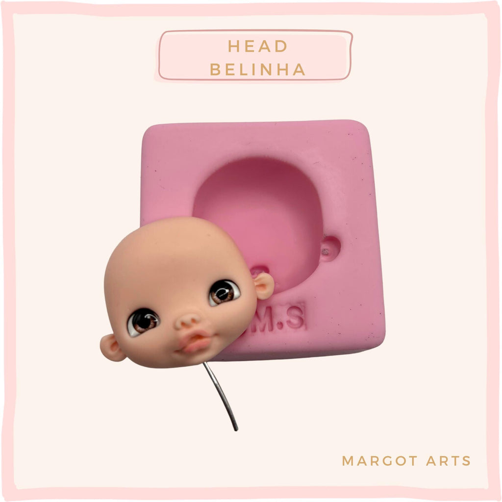 Silicone mold for clay dolls, Head  Belinha - Arts and Crafts